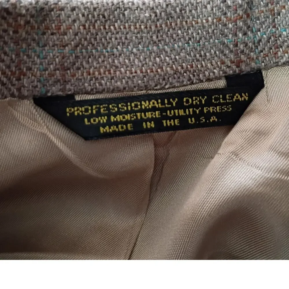 Vintage Johnny Carson Men’s 40 Taupe Silk Linen Blazer Union Made USA 70s 80s